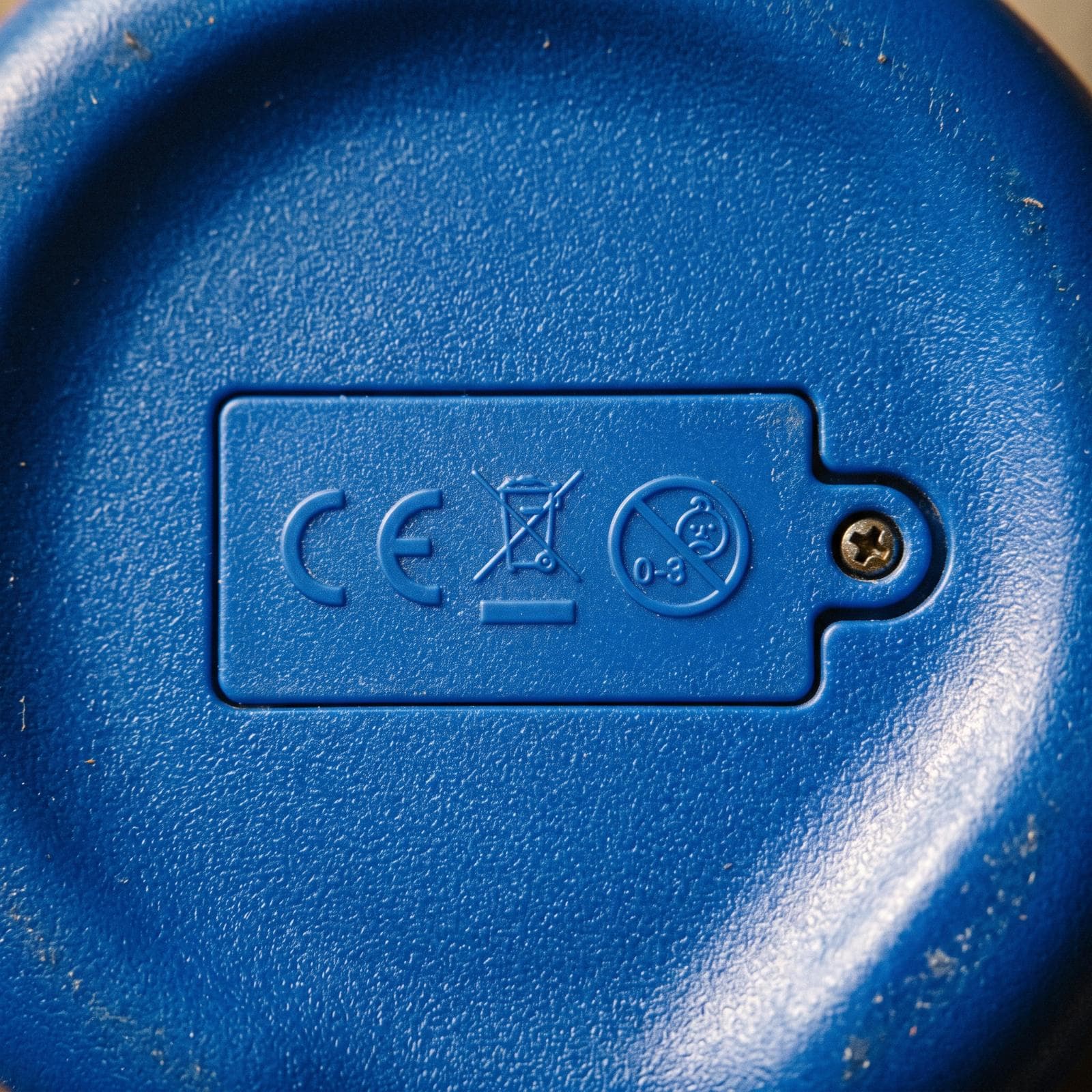 Underside of a toy with its CE marking