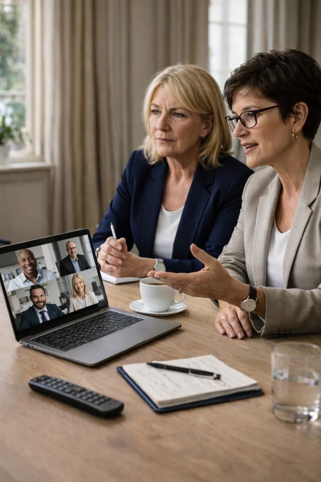 Team collaborating on a video call